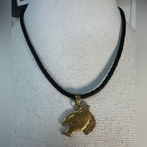 Peace Dove Bronze pendant leather necklace